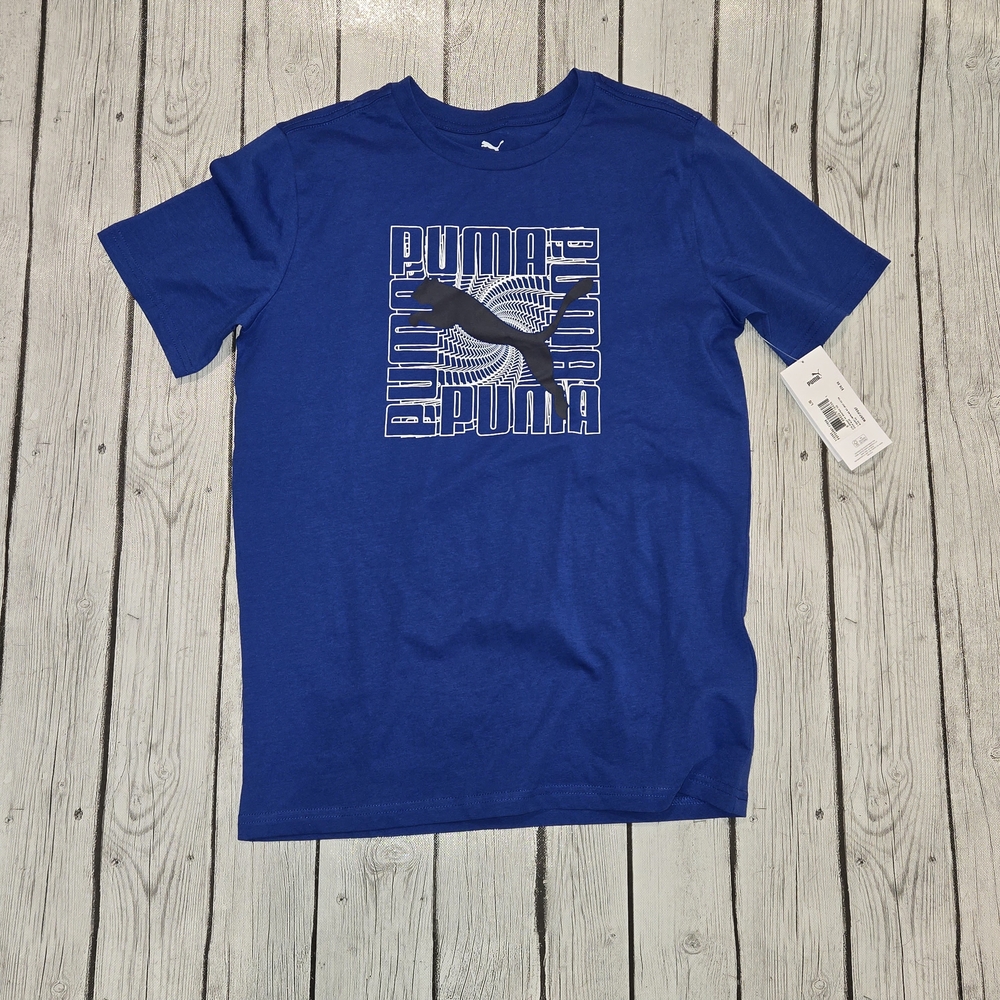 NWT Puma Graphic Logo Vivid Blue Tee Boys Size L